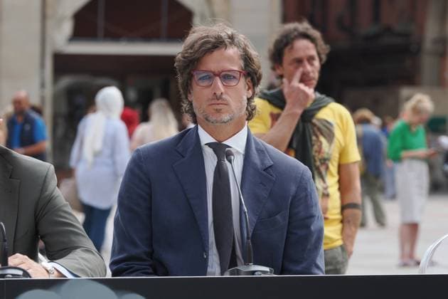 Bologna, Italia - Cronaca - 17 Settembre 2025 - sorteggio squadre per ottavi di finale coppa Davis in piazza Maggiore a Bologna - Feliciano Lopez direttore del Torneo - (Photo Michele Nucci LaPresse) News - Bologna, Italy - September 17, 2025 - Davis Cup Round of 16 draw in Piazza Maggiore, Bologna - (Photo Michele Nucci LaPresse)  Copyright: xMichelexNucci LaPressex