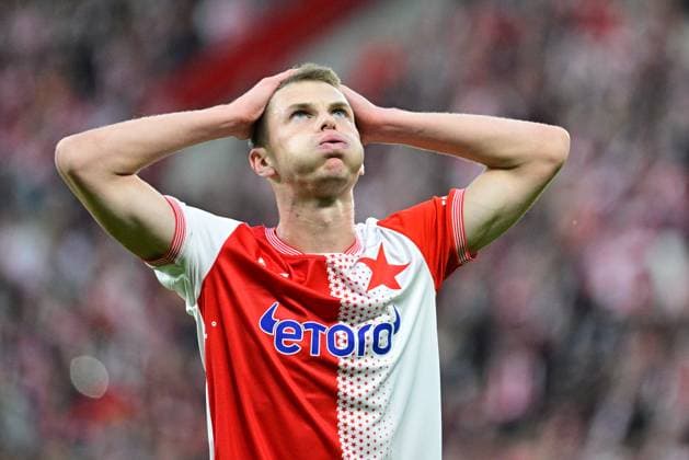 David Doudera of Slavia gestures during the Football Champions League 1st round match Slavia Praha vs Bodo Glimt in Prague, Czech Republic, September 17, 2025. (CTKxPhoto VitxSimanek) CTKPhotoP2025091707665  CTKPhotoP2025091707665
