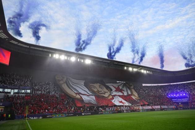 Choreo of fans of SK Slavia Praha during the Football Champions League 1st round match Slavia Praha vs Bodo Glimt in Prague, Czech Republic, September 17, 2025. (CTKxPhoto VitxSimanek) CTKPhotoP2025091707726  CTKPhotoP2025091707726
