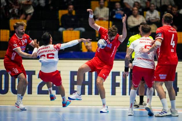 Handball, Champions League Kolstad Dinamo Bucuresti Trondheim 20250917 Champions League handball match between Kolstad and Dinamo Bucuresti in Trondheim Spektrum Photo Ole Martin Wold NTB Trondheim Norway EDITORIAL USE ONLY RESTRICTED USE FOR BETTING COMPANIES  Copyright: xOlexMartinxWoldx xNTBx