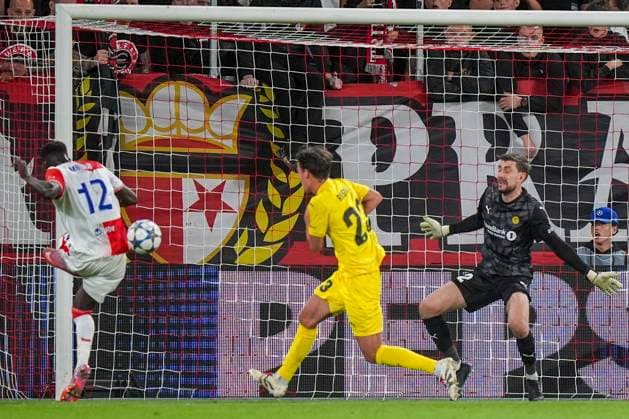 Champions League Slavia Prague Bodo Glimt Prague, Czech Republic 20250917 Slavia Prahas Youssoupha Mbodji scores the 2 0 goal during the Champions League match between Slavia Praha and Bodo Glimt at Fortuna Arena in Prague Photo Terje Pedersen NTB Praha Czech Republic EDITORIAL USE ONLY RESTRICTED USE FOR BETTING COMPANIES  Copyright: xTerjexPedersenx xNTBx
