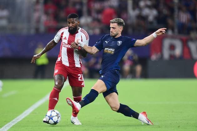 UEFA Champions League - Olympiacos FC vs Pafos FC - Olympiacos player Rodinei in action during the UEFA Champions League Phase matchday 1 soccer match between Olympiacos FC and Pafos FC in Stadium Georgios Karaiskakis in Piraeus, Greece, 17 September 2025.. IMAGO ONE INCH PRODUCTIONS PIRAEUS Greece Copyright: xONExINCHxPRODUCTIONSx 6659341