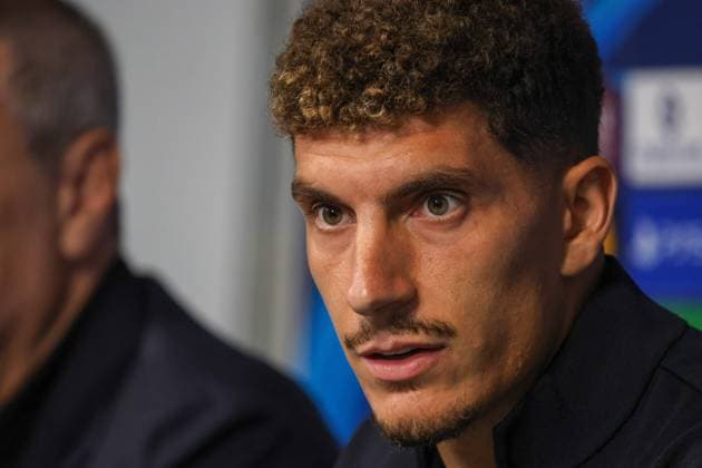 Manchester City vs. Napoli pre-match press conference, PK, Pressekonferenz Giovanni Di Lorenzo (capitano) of SSC Napoli during the pre-match press conference on September 17, 2025, in the Champions League between Manchester City and Napoli at the Etihad Stadium in Manchester. Munchester ETIHAD STADIUM Munchester Inghilterra Copyright: xFABIOxSASSOxFabioxSassox 2L8A1341