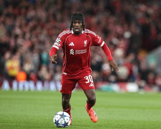 UEFA Champions League, League Stage Liverpool v Atletico Madrid Jeremie Frimpong of Liverpool with the ball during the UEFA Champions League, League Stage Liverpool vs Atletico Madrid at Anfield, Liverpool, United Kingdom, 17th September 2025 (Photo by Alfie Cosgrove News Images) Liverpool Anfield Merseyside United Kingdom Copyright: xAlfiexCosgrove NewsxImagesx