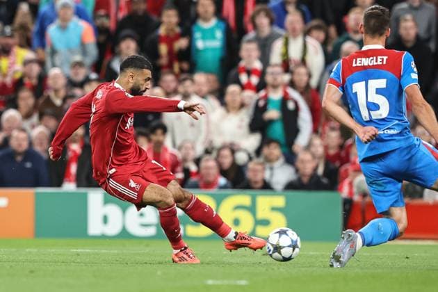 UEFA Champions League, League Stage Liverpool v Atletico Madrid Mohamed Salah of Liverpool shoots on goal during the UEFA Champions League, League Stage Liverpool vs Atletico Madrid at Anfield, Liverpool, United Kingdom, 17th September 2025 (Photo by Alfie Cosgrove News Images) Liverpool Anfield Merseyside United Kingdom Copyright: xAlfiexCosgrove NewsxImagesx