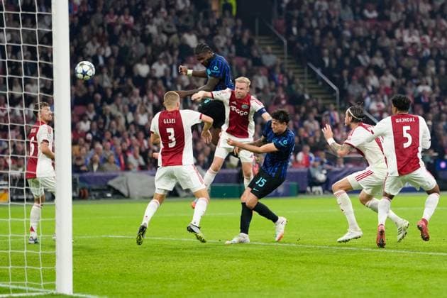 AMSTERDAM, 23-08-2025, Johan Cruijff ArenA ,season 2025 2026 , UEFA Champions League football , league phase, .Match between Ajax and Inter Milan , Picture shows Inter player Marcus Thuram scoring the 0-1 Ajax - Inter  x31066604x Copyright: