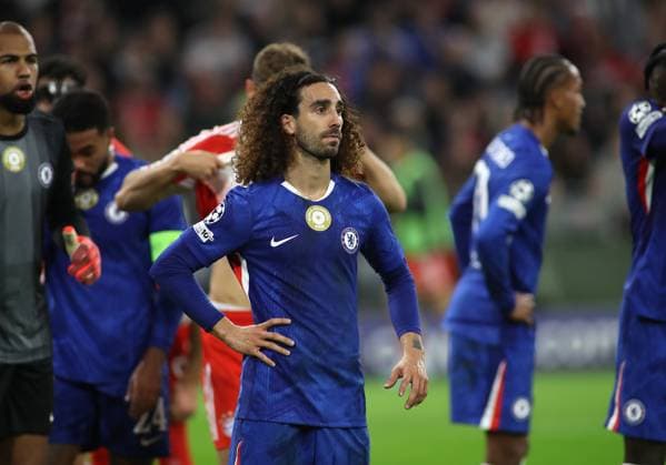 Football, Men, Champions League, Season 2025 2026, FC Bayern Munich FC Chelsea, Matchday 1, Allianz Arena Marc Cucurella FC Chelsea standing, Head, Upper body