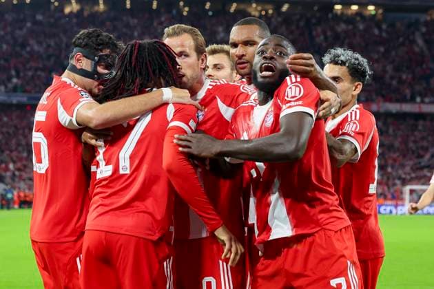 Aleksandar Pavlovic FC Bayern München , Michael Olise FC Bayern Muenchen , Harry Kane FC Bayern Muenchen , Jonathan Tah FC Bayern Muenchen , Dayot Upamecano FC Bayern Muenchen and Luis Diaz FC Bayern Muenchen cheer, UEFA Champions League 2025 26 League Phase MD1, FC Bayern München v Chelsea FC, Football Arena Munich on September 17, 2025 in Munich, Germany Photo by Marco Steinbrenner DeFodi Images Aleksandar Pavlovic FC Bayern München , Michael Olise FC Bayern Muenchen , Harry Kane FC Bayern Muenchen , Jonathan Tah FC Bayern Muenchen , Dayot Upamecano FC Bayern Muenchen and Luis Diaz FC Bayern Muenchen cheer, UEFA Champions League 2025 26 League Phase MD1, FC Bayern München v Chelsea FC, Football Arena Munich, September 17, 2025 in Munich, Germany Photo by Marco Steinbrenner DeFodi Images