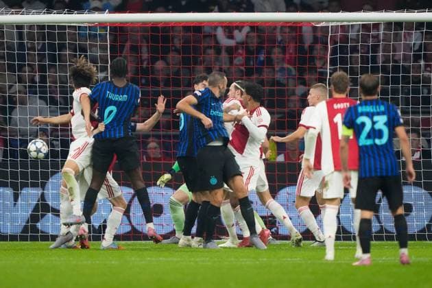 AMSTERDAM, 17-09-2025, Johan Cruijff ArenA ,season 2025 2026 , UEFA Champions League football , league phase, .Match between Ajax and Inter Milan , Picture shows Inter player Marcus Thuram scoring the 0-2 Ajax - Inter  x31067152x Copyright: