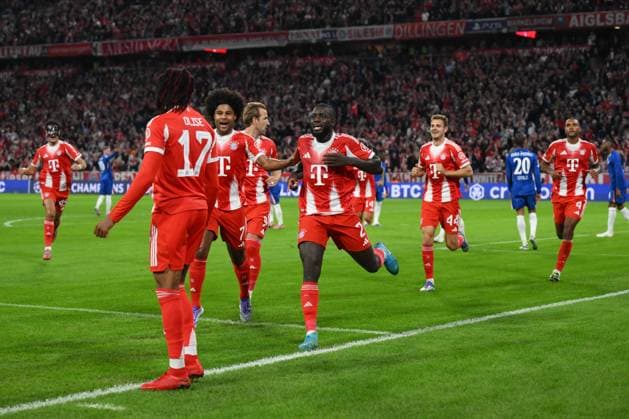 Foto IPP Luciano Adriani Monaco di Baviera 17 09 2025 Calcio Champions League 2025 2026 Bayern Monaco-Chelsea Nella foto: esultanza giocatori del Bayern al gol di Michael Olise al sinistra (17) Italy Photo Press - World Copyright Monaco di Baviera italy Italia ITALY  Copyright: xR4924_italyphotopressx