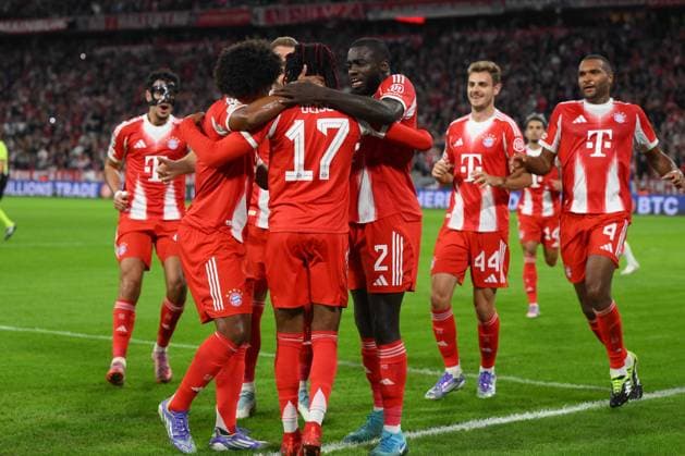 Foto IPP Luciano Adriani Monaco di Baviera 17 09 2025 Calcio Champions League 2025 2026 Bayern Monaco-Chelsea Nella foto: esultanza giocatori del Bayern al gol di Michael Olise al centro (17) Italy Photo Press - World Copyright Monaco di Baviera italy Italia ITALY  Copyright: xR4924_italyphotopressx