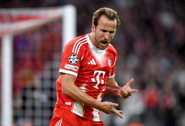 FOOTBALL CHAMPIONS LEAGUE SEASON 2025 2026 Preliminary Round 1 Matchday 17 09 2025 FC Bayern Muenchen FC Chelsea London Cheers after the 2-0 goal, Harry Kane FC Bayern Muenchen