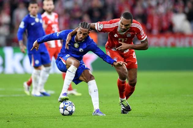 FOOTBALL CHAMPIONS LEAGUE SEASON 2025 2026 Preliminary Round 1 Matchday 17 09 2025 FC Bayern Muenchen FC Chelsea London Joao Pedro left, Chelsea FC v Jonathan Tah right, FC Bayern Muenchen