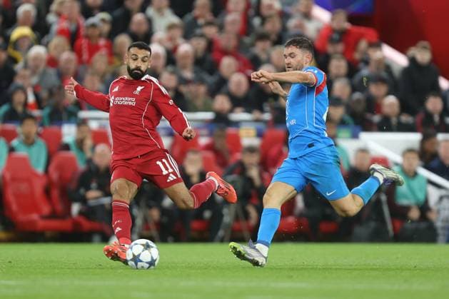 Mohamed Salah of Liverpool Liverpool v Atletico Madrid, UEFA Champions League, Group Stage, Football, Anfield, Liverpool, UK - 17 Sep 2025Liverpool Anfield United Kingdom EDITORIAL USE ONLY No use with unauthorised audio, video, data, fixture lists, club league logos or live services. Online in-match use limited to 120 images, no video emulation. No use in betting, games or single club league player publications. Copyright: xPhilxOldham Shutterstockx 15481355bk