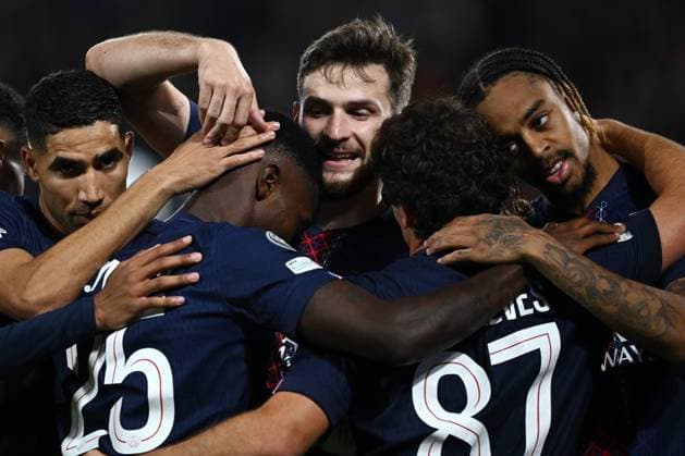 Mg Parigi (Francia) 17 09 2025 - Champions League Paris Saint Germain-Atalanta foto Matteo Gribaudi Image nella foto: esultanza gol Nuno Mendes 