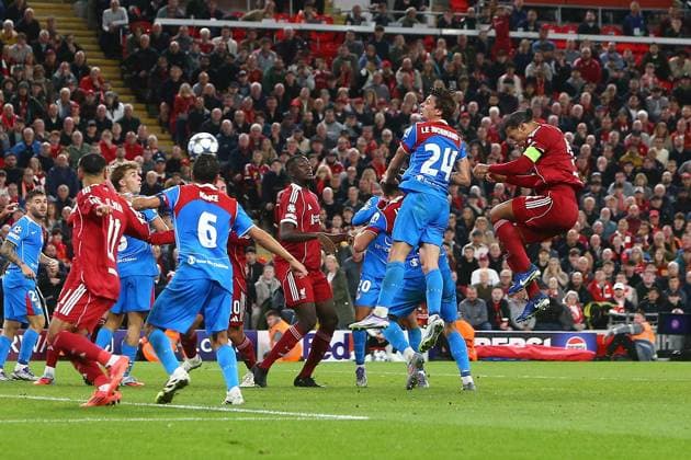 Virgil van Dijk of Liverpool scoring their sides third goal Liverpool v Atletico Madrid, UEFA Champions League, Group Stage, Football, Anfield, Liverpool, UK - 17 Sep 2025Liverpool Anfield United Kingdom EDITORIAL USE ONLY No use with unauthorised audio, video, data, fixture lists, club league logos or live services. Online in-match use limited to 120 images, no video emulation. No use in betting, games or single club league player publications. Copyright: xPhilxOldham Shutterstockx 15481355bu