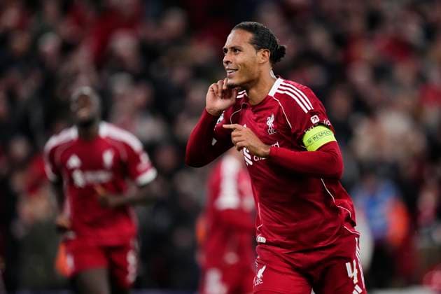 Liverpool FC v Atletico de Madrid - UEFA Champions League 2025 26 League Phase MD1 Virgil van Dijk centre-back of Liverpool and Netherlands celebrates after scoring his sides first goal during the UEFA Champions League 2025 26 League Phase MD1 match between Liverpool FC and Atletico de Madrid at Anfield on September 17, 2025 in Liverpool, England. Liverpool England United Kingdom  Copyright: xJosexBretonx originalFilename:bretonhernandez-liverpoo250917_np5SJ.jpg