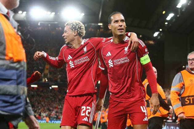 Virgil van Dijk of Liverpool celebrates scoring their sides third goal Liverpool v Atletico Madrid, UEFA Champions League, Group Stage, Football, Anfield, Liverpool, UK - 17 Sep 2025Liverpool Anfield United Kingdom EDITORIAL USE ONLY No use with unauthorised audio, video, data, fixture lists, club league logos or live services. Online in-match use limited to 120 images, no video emulation. No use in betting, games or single club league player publications. Copyright: xPhilxOldham Shutterstockx 15481355ca
