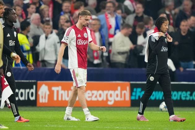 AMSTERDAM, 17-09-2025, Johan Cruijff ArenA ,season 2025 2026 , UEFA Champions League football , league phase, .Match between Ajax and Inter Milan , Picture shows Ajax player Kenneth Taylor disappointed after the 0-2 lose Ajax - Inter  x31067626x Copyright: