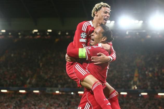 Virgil van Dijk of Liverpool celebrates scoring their sides third goal Liverpool v Atletico Madrid, UEFA Champions League, Group Stage, Football, Anfield, Liverpool, UK - 17 Sep 2025Liverpool Anfield United Kingdom EDITORIAL USE ONLY No use with unauthorised audio, video, data, fixture lists, club league logos or live services. Online in-match use limited to 120 images, no video emulation. No use in betting, games or single club league player publications. Copyright: xPhilxOldham Shutterstockx 15481355ci