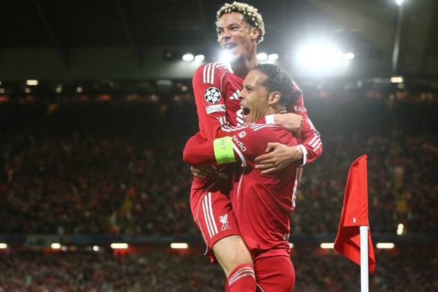 Virgil van Dijk of Liverpool celebrates scoring their sides third goal Liverpool v Atletico Madrid, UEFA Champions League, Group Stage, Football, Anfield, Liverpool, UK - 17 Sep 2025Liverpool Anfield United Kingdom EDITORIAL USE ONLY No use with unauthorised audio, video, data, fixture lists, club league logos or live services. Online in-match use limited to 120 images, no video emulation. No use in betting, games or single club league player publications. Copyright: xPhilxOldham Shutterstockx 15481355cq