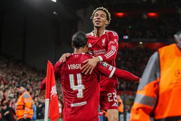 Liverpool FC v Atletico Madrid, Champions League Liverpool defender Virgil van Dijk (4) scores a GOAL 3-2 and celebrates with Liverpool forward Hugo Ekitike (22) during the Liverpool FC v Atletico Madrid Champions League Round One match at Anfield, Liverpool, United Kingdom on 17 September 2025 Credit: Lee Keuneke Every Second Media Editorial use only. All images are copyright Every Second Media Limited. No images may be reproduced without prior permission. Copyright: xIMAGO EveryxSecondxMediax ESM-1590-0069 LeexKeunekex xEveryxSecondxMediax