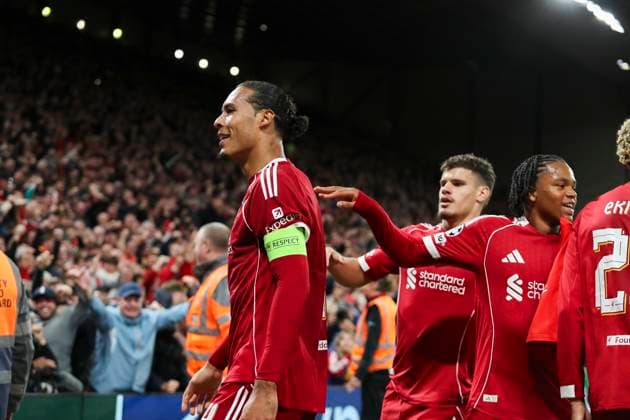 Liverpool FC v Atletico Madrid, Champions League Liverpool defender Virgil van Dijk (4) scores a GOAL 3-2 and celebrates during the Liverpool FC v Atletico Madrid Champions League Round One match at Anfield, Liverpool, United Kingdom on 17 September 2025 Credit: Lee Keuneke Every Second Media Editorial use only. All images are copyright Every Second Media Limited. No images may be reproduced without prior permission. Copyright: xIMAGO EveryxSecondxMediax ESM-1590-0087 LeexKeunekex xEveryxSecondxMediax