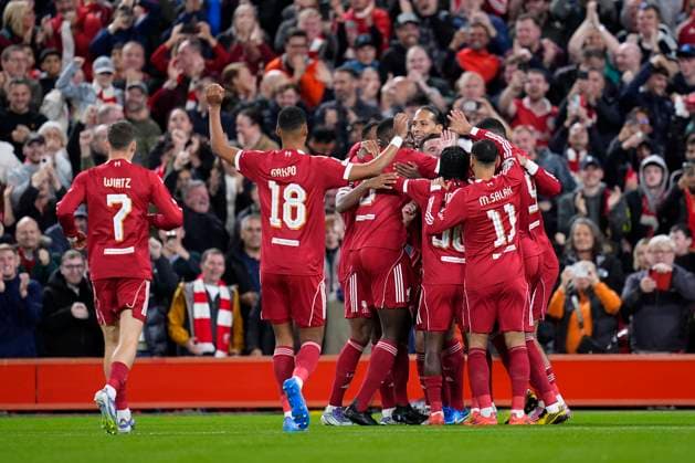 September 17, 2025, Liverpool, Liverpool, England: Andrew Robertson of Liverpool FC celebrates a goal during the UEFA Champions League 2025 26 League Phase MD1 match between Liverpool FC and Atletico de Madrid at Anfield on September 17, 2025, in Liverpool, England. Liverpool England - ZUMAa181 20250917_zaa_a181_013 Copyright: xDennisxAgyemanx