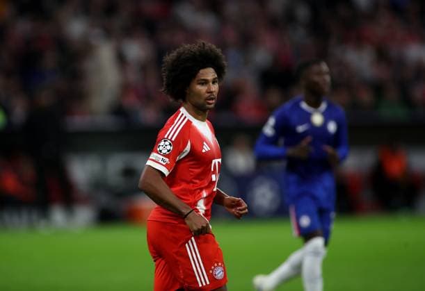 Football, Men, Champions League, Season 2025 2026, FC Bayern Munich FC Chelsea, Matchday 1, Allianz Arena Serge Gnabry FC Bayern Munich Head, Upper body