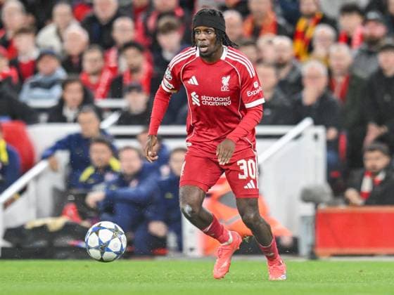 Liverpool v Atletico Madrid UEFA Champions League Jeremie Frimpong of Liverpool during the UEFA Champions League match at Anfield, Liverpool UK Newspapers OUT Copyright: xKarlxVallantinex FIL-22236-0041
