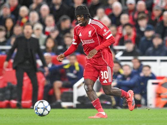 Liverpool v Atletico Madrid UEFA Champions League Jeremie Frimpong of Liverpool during the UEFA Champions League match at Anfield, Liverpool UK Newspapers OUT Copyright: xKarlxVallantinex FIL-22236-0045