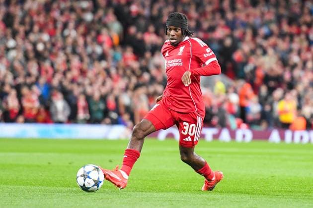 Liverpool v Atletico Madrid UEFA Champions League Jeremie Frimpong of Liverpool during the UEFA Champions League match at Anfield, Liverpool UK Newspapers OUT Copyright: xKarlxVallantinex FIL-22236-0085