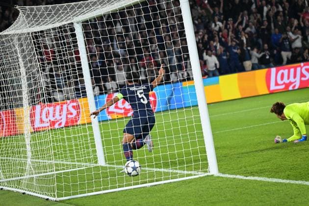Champions League PSG vs Atalanta BC- FA Paris Saint-Germain’s defender Marquinhos celebrates scoring a goal during the UEFA Champions League football match between Paris Saint-Germain and Atalanta BC at the Parc des Princes Stadium in Paris on September 17, 2025. Photo by Firas Abdullah ABACAPRESS.COM Paris Ile-de-France France  Copyright: xAbdullahxFiras ABACAx