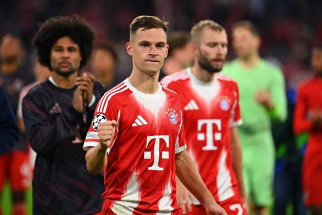 Final cheer Joshua KIMMICH Bayern Muenchen , clenches his fist Action,single image,cropped single motif,half figure,half figure Football Champions League,Season 2025 26 ,1 Matchday FC Bayern Muenchen FC Chelsea 3 1 on 17 09 2025 A L L I A N Z A R E N A