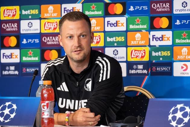 F.C. Copenhagen press conference, PK, Pressekonferenz Head coach Jacob Neestrup of F.C. Copenhagen attends a press conference ahead of the UEFA Champions League 2025 26 League Phase between F.C. Copenhagen and Bayer 04 Leverkusen at Parken Stadium. Copenhagen Denmark Copyright: xKristianxTuxenxLadegaardxBergx 17_09_2025_KTLB_FCK_press_02