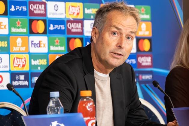 Bayer 04 Leverkusen press conference, PK, Pressekonferenz Head coach Kaspar Hjulmand of Bayer 04 Leverkusen attends a press conference ahead of the UEFA Champions League 2025 26 League Phase between F.C. Copenhagen and Bayer 04 Leverkusen at Parken Stadium. Copenhagen Denmark Copyright: xKristianxTuxenxLadegaardxBergx xSOPAxImagesx 17_09_2025_KTLB_B04_press_10