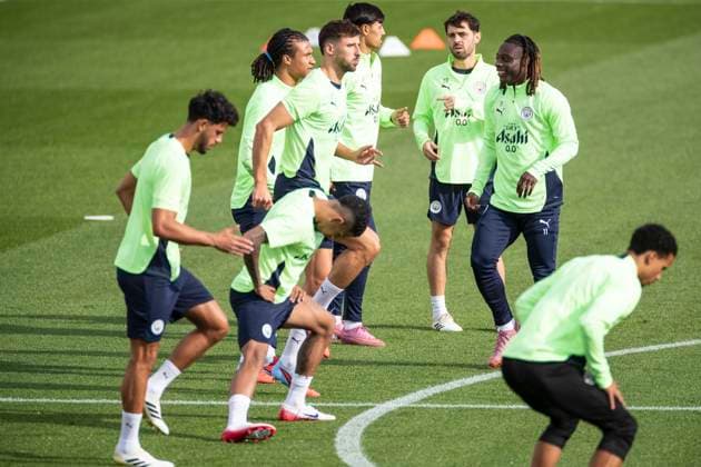 Manchester City Training Session And press conference, PK, Pressekonferenz - UEFA Champions League 2025 26 League Phase MD1 Manchester City players participate in the Manchester City training session prior to their UCL match against Napoli at the Joie Stadium in Manchester, England, on September 17, 2025. Manchester Manchester United, ManU Kingdom  Copyright: xMIxNewsx originalFilename:fletcher-manchest250917_npIbw.jpg