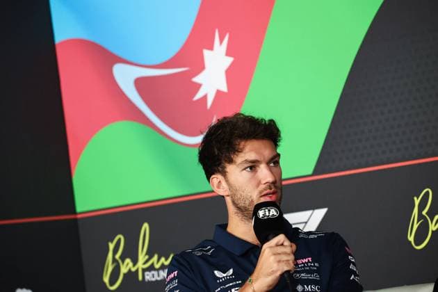 F1 - AZERBAIJAN GRAND PRIX 2025 GASLY Pierre (fra), Alpine F1 Team A525, portrait press conference, PK, Pressekonferenz during the 2025 Formula 1 Qatar Airways Azerbaijan Grand Prix, 17th round of the 2025 FIA Formula One World Championship, WM, Weltmeisterschaft from September 19 to 21, 2025 on the Baku City Circuit, in Baku, Azerbaijan - BakuAzerbaijan Copyright: xEricxAlonsox