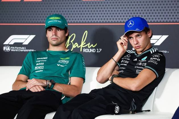 F1 - AZERBAIJAN GRAND PRIX 2025 STROLL Lance (can), Aston Martin F1 Team AMR25, portrait and KIMI ANTONELLI Andrea (ita), Mercedes AMG F1 Team W16, portrait press conference, PK, Pressekonferenz during the 2025 Formula 1 Qatar Airways Azerbaijan Grand Prix, 17th round of the 2025 FIA Formula One World Championship, WM, Weltmeisterschaft from September 19 to 21, 2025 on the Baku City Circuit, in Baku, Azerbaijan - BakuAzerbaijan Copyright: xEricxAlonsox