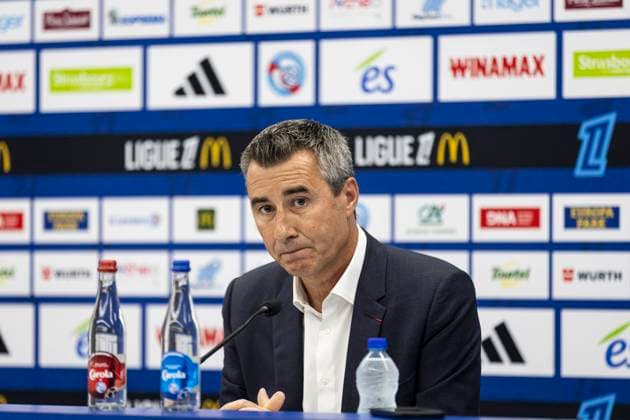 NEWS: Le president du Racing Marc Keller a reagi en confÃ rence de presse aux banderoles dÃ ployees dimanche a la Meinau. Strasbourg 18 09 2025 Le president du Racing Marc Keller a reagi en conference de presse aux banderoles dÃ ployÃ es dimanche a la Meinau.  Copyright: xelyxandroxcegarrax