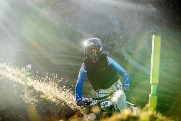 Whoop UCI Mountainbikeworldcup Downhill Lenzerheide KALINÅ EK AÅ¾be at Whoop UCI Mountainbikeworldcup Downhill Lenzerheide, 18 09 2025,in Lenzerheide,SUI Photo Sebastian Sternemannat Whoop UCI Mountainbikeworldcup Downhill Lenzerheide, 18 09 2025,in Lenzerheide,SUI Photo Sebastian Sternemann