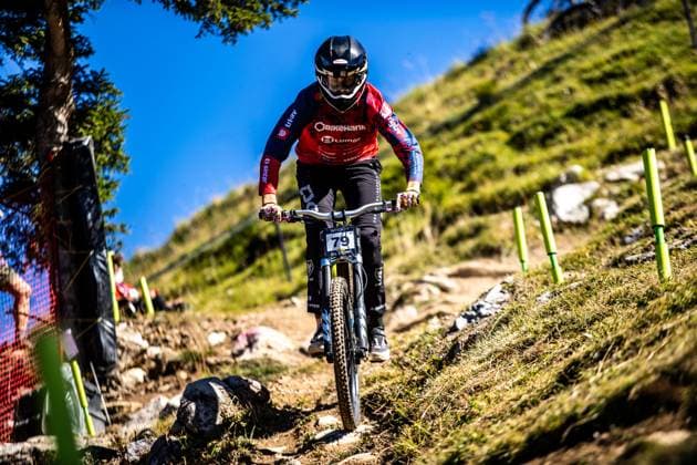 Whoop UCI Mountainbikeworldcup Downhill Lenzerheide LEHMANN Lino from Switzerland at Whoop UCI Mountainbikeworldcup Downhill Lenzerheide, 18 09 2025,in Lenzerheide,SUI Foto Sebastian Sternemannat Whoop UCI Mountainbikeworldcup Downhill Lenzerheide, 18 09 2025,in Lenzerheide,SUI Foto Sebastian Sternemann