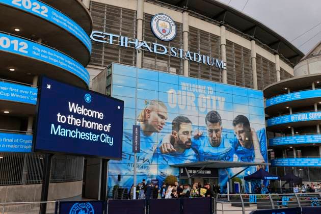 Manchester City v Napoli Champions League 18 09 2025. External stadium view ahead of the Champions League match between Manchester City and Napoli at the Etihad Stadium, Manchester, England on 18 September 2025. Manchester Etihad Stadium Manchester England Editorial use only , Copyright: xConorxMolloyx PSI-22854-0004