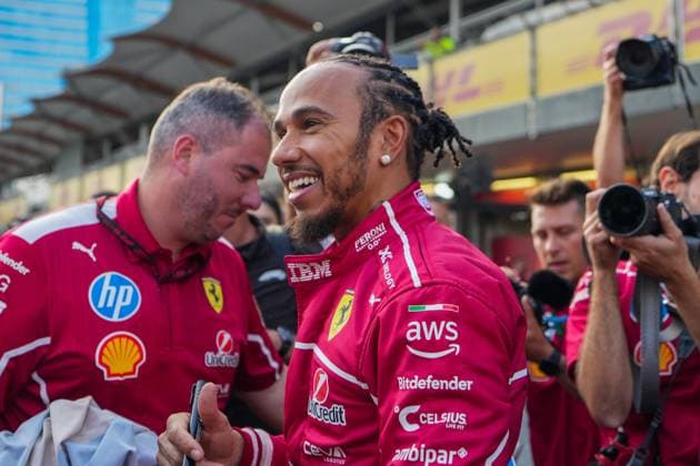 Formula 1 Qatar Airways Azerbaijan Grand Prix 2025 Romain MATHON OVERTAKE MAXPPP - Baku 18 09 2025 44 HAMILTON Lewis (gbr), Scuderia Ferrari HP, portrait at the Formula 1 Qatar Airways Azerbaijan Grand Prix 2025, the 17th round of the 2025 FIA Formula 1 World Championship, WM, Weltmeisterschaft at the Baku City Circuit in Baku, Azerbaijan, from 18 to 21 September 2025 Baku Baku City Circuit Azerbaijan  Copyright: xOVERTAKE MAXPPPxRomainxMATHONx OVT202509185239 OVT202509185239