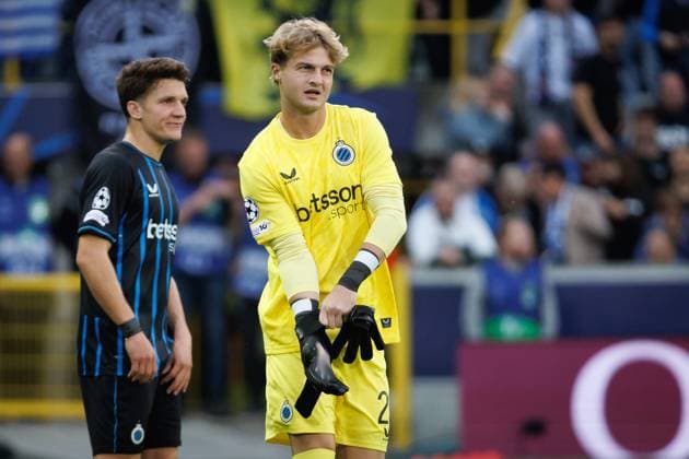 Club s goalkeeper Nordin Jackers pictured during a soccer game between Belgian Club Brugge KV and French AS Monaco, in Brugge on Thursday 18 September 2025, on the opening day of the League phase of the UEFA Champions League tournament. KURTxDESPLENTER  x134636754x