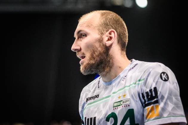 Marcel Schiller Frisch Auf Goeppingen, 24 GER, TVB 1898 Stuttgart Frisch Auf Goeppingen, DAIKIN HBL, Handball, Bundesliga, Matchday 5, Season 2025 2026, 18 09 2025 GER, TVB 1898 Stuttgart Frisch Auf Goeppingen, DAIKIN HBL, Handball, Bundesliga, Matchday 5, Season 2025 2026, 18 09 2025 Stuttgart Copyright: xSandyxDinkelackerx EP_SDR