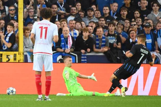 Club Brugge v Monaco - UEFA Champions League BRUGGE, BELGIUM - SEPTEMBER 18 : Tresoldi Nicolo forward of Club Brugge scores a goal during the UEFA Champions League 2025 26 League Phase MD1 match between Club Brugge and Monaco on September 18, 2025 in Brugge, Belgium, 18 09 2025 Brugge Belgium  Copyright: xVincentxKalutx