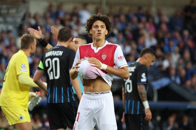FOOTBALL : Club Brugge vs Monaco - UEFA Ligue des Champions - 18 09 2025 PÃ nalty tirÃ par Maghnes AKLIOUCHE (AS Monaco) lors du match Club Brugge vs Monaco, UEFA Ligue des Champions phase de Ligue J1, Jan Breydelstation Bruges, le 18 septembre 2025 - photo Laurent Sanson PsnewZ  Copyright: xLaurentxSANSONx xPsnewZx
