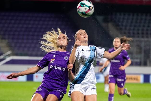 SOCCER - WCL, A.Wien vs Paris VIENNA,AUSTRIA,18.SEP.25 - WOMEN SOCCER - UEFA Women s Champions League, qualification, FK Austria Wien vs Paris FC. Image shows Louise Schoeffel (A.Wien) and Lou Bogaert (Paris).  GEPAxpictures xPhilippxBrem