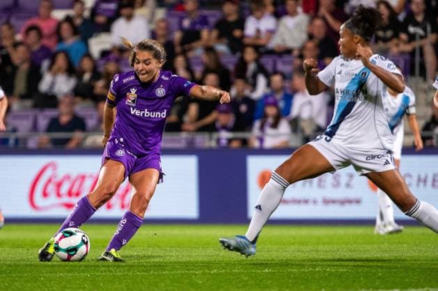 SOCCER - WCL, A.Wien vs Paris VIENNA,AUSTRIA,18.SEP.25 - WOMEN SOCCER - UEFA Women s Champions League, qualification, FK Austria Wien vs Paris FC. Image shows Courtney Strode (A.Wien).  GEPAxpictures xPhilippxBrem